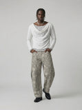 DAXUEN Cowl neck long sleeve top with layered design — model photo