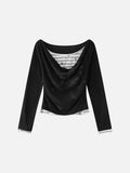 DAXUEN Cowl neck long sleeve top with layered design