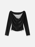 DAXUEN Cowl neck long sleeve top with layered design