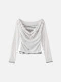 DAXUEN Cowl neck long sleeve top with layered design