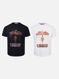 DAXUEN black oversized cracked-number trophy graphic tee