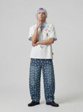 DAXUEN Crayon print short-sleeved collared shirt — model photo