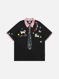 DAXUEN Crayon print short-sleeved collared shirt