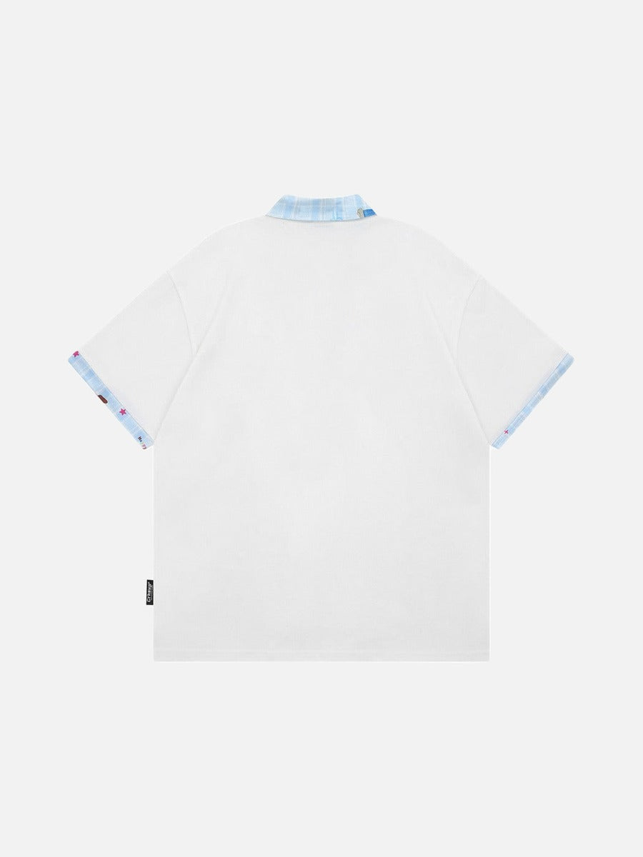 DAXUEN Crayon print short-sleeved collared shirt