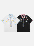DAXUEN Crayon print short-sleeved collared shirt