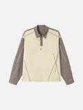Cream and Brown Plaid Oversized Polo Shirt