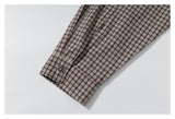 DAXUEN cream and brown plaid oversized polo shirt