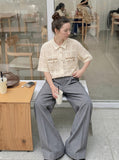 DAXUEN Cream Crochet Button-Down Shirt | DAXUEN — model photo