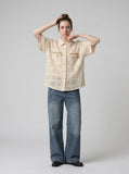 DAXUEN Cream Crochet Button-Down Shirt | DAXUEN — model photo