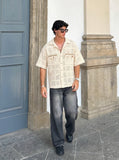 DAXUEN Cream Crochet Button-Down Shirt | DAXUEN — model photo