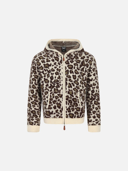 Cream Leopard Print Hooded Cardigan