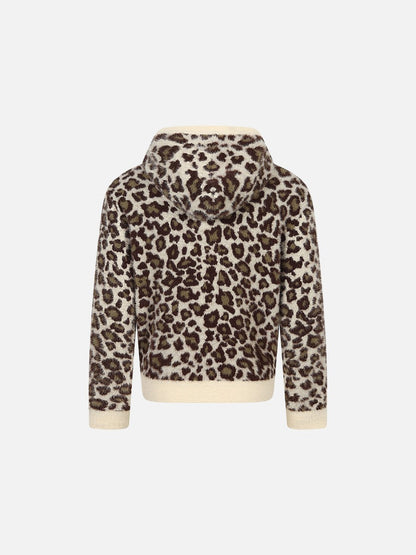 Cream Leopard Print Hooded Cardigan