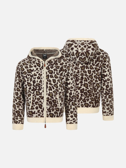 Cream Leopard Print Hooded Cardigan