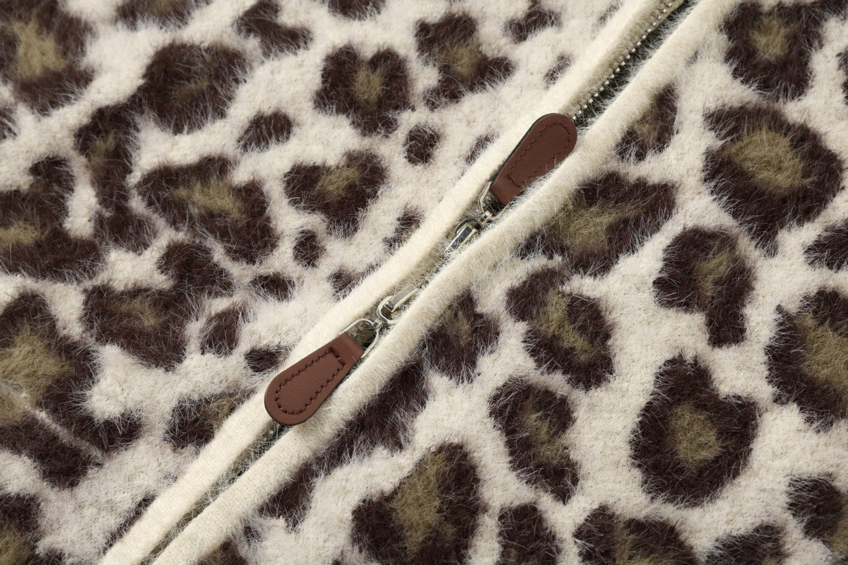 Cream Leopard Print Hooded Cardigan