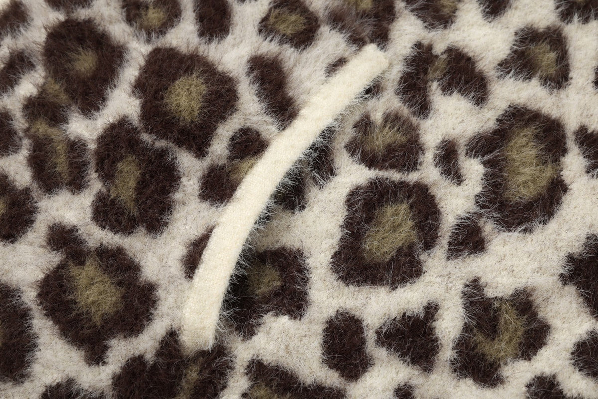 Cream Leopard Print Hooded Cardigan