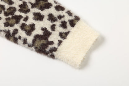 Cream Leopard Print Hooded Cardigan
