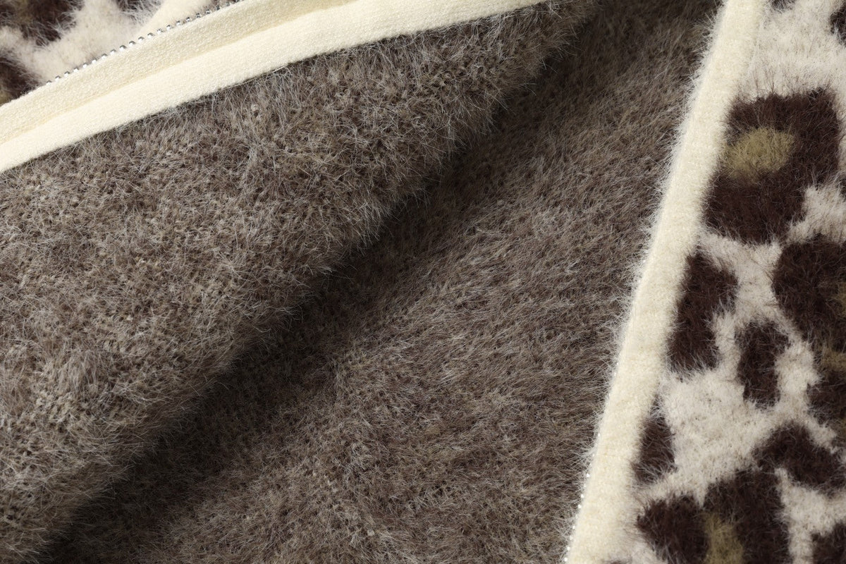 Cream Leopard Print Hooded Cardigan
