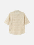 DAXUEN cream open-knit geometric short-sleeved shirt