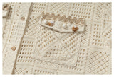 DAXUEN cream open-knit geometric short-sleeved shirt