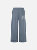 DAXUEN light blue distressed wide-leg denim jeans with cream ribbed waistband