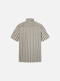 DAXUEN Cream vertical stripe short-sleeved button-up shirt