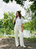 DAXUEN cream wide-leg relaxed pants — model photo