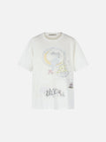 DAXUEN white crescent moon and winged figure graphic t-shirt