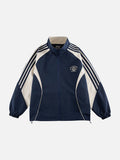 DAXUEN navy color block embroidered crest track jacket