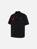 DAXUEN Men's loose-fitting polo shirt with red embroidery