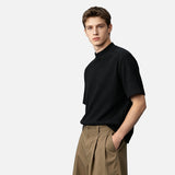 DAXUEN Men's short-sleeved mock neck top with crinkled texture