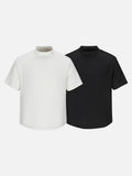 DAXUEN Men's short-sleeved mock neck top with crinkled texture