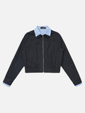 DAXUEN Cropped bomber jacket with striped collar