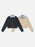 DAXUEN Cropped bomber jacket with striped collar
