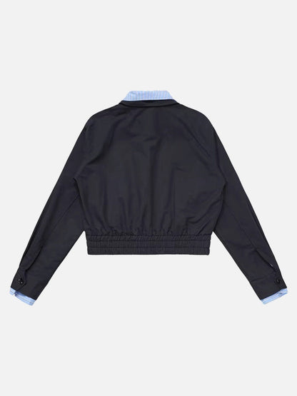 DAXUEN Cropped bomber jacket with striped collar and cuffs