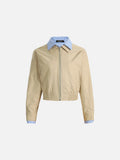 DAXUEN Cropped bomber jacket with striped collar and cuffs