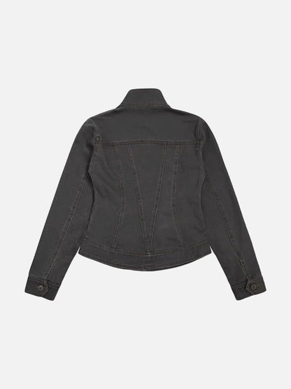 DAXUEN Cropped denim-style jacket in brown and grey