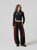 DAXUEN Cropped fitted full-zip hoodie with graphics — model photo