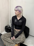 DAXUEN Cropped fitted full-zip hoodie with graphics — model photo