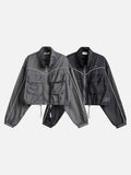 DAXUEN grey cropped windbreaker jacket with flap pockets