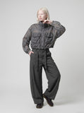 DAXUEN grey cropped windbreaker jacket with flap pockets — model photo