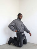 DAXUEN grey cropped windbreaker jacket with flap pockets — model photo