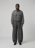 DAXUEN grey cropped windbreaker jacket with flap pockets — model photo