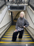 DAXUEN grey cropped windbreaker jacket with flap pockets — model photo