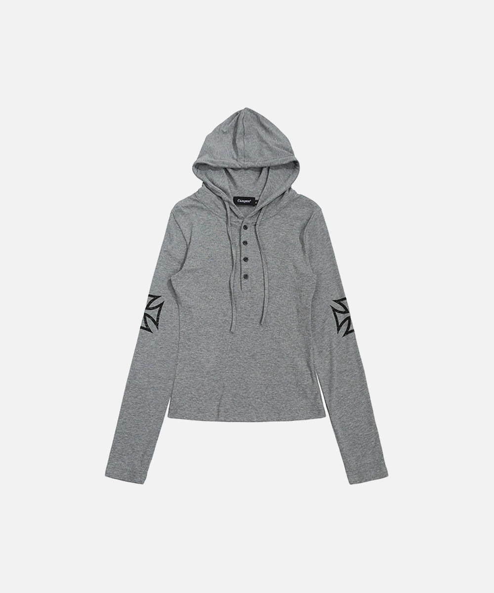 DAXUEN Cropped hooded long-sleeved top with graphics
