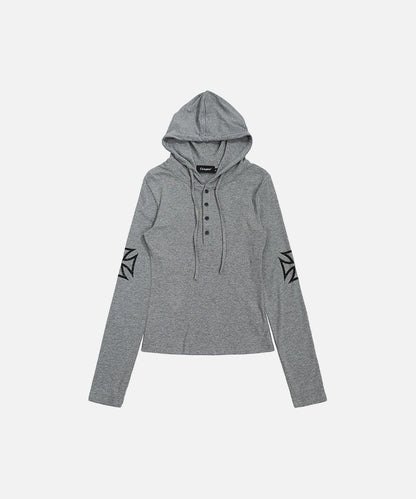 DAXUEN Cropped hooded long-sleeved top with graphics