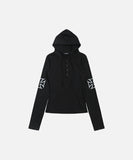 DAXUEN Cropped hooded long-sleeved top with graphics