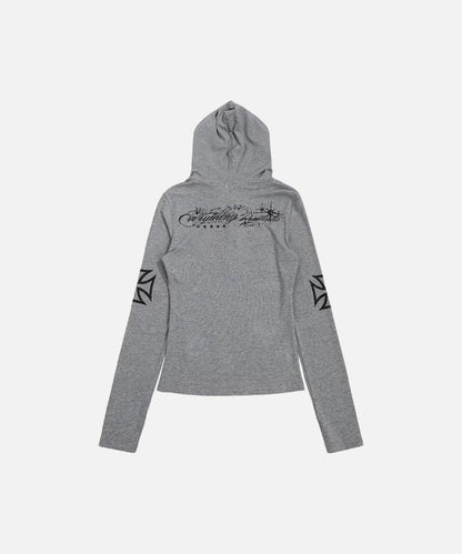 DAXUEN Cropped hooded long-sleeved top with graphics