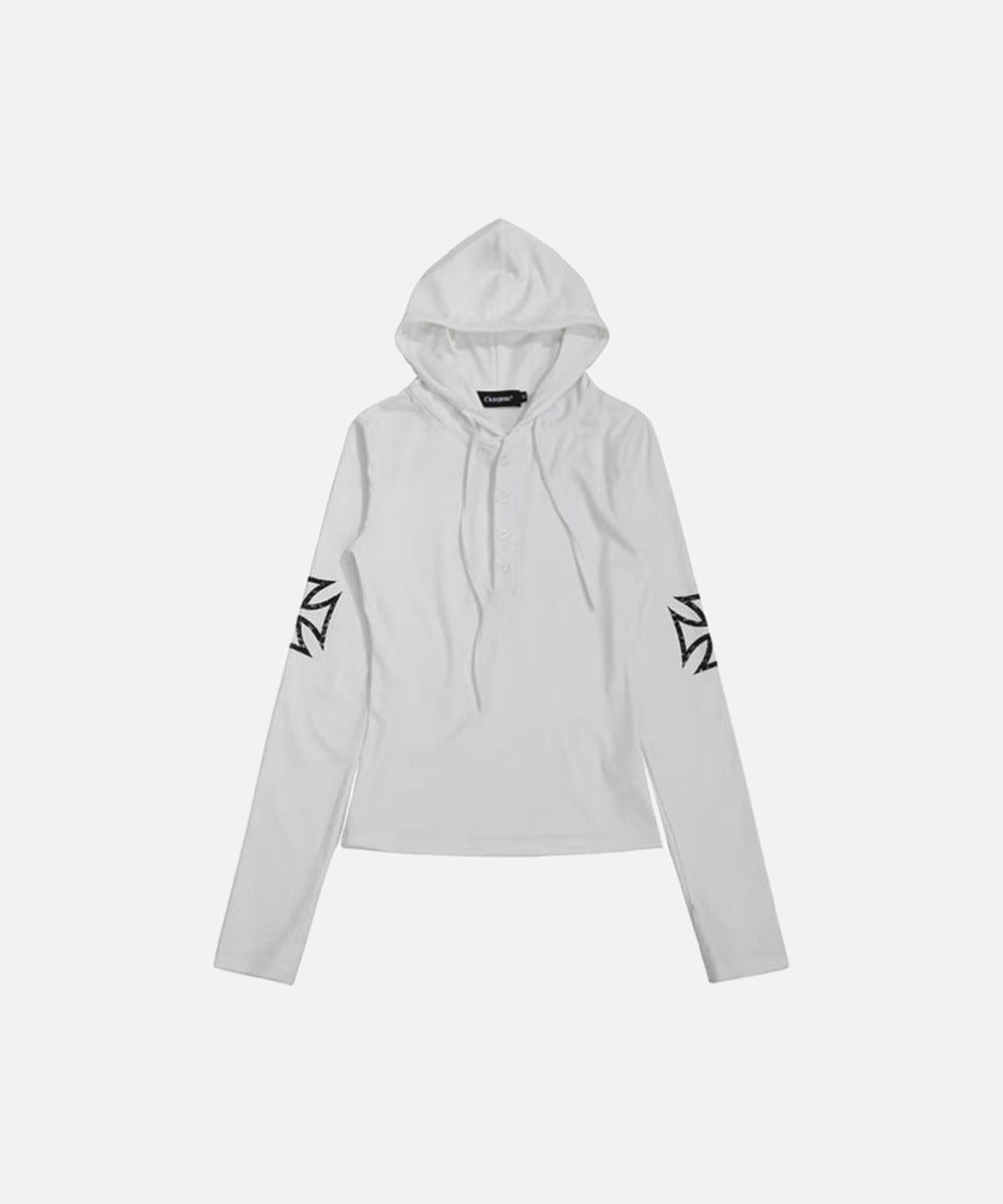 DAXUEN Cropped hooded long-sleeved top with graphics