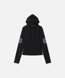 DAXUEN Cropped hooded long-sleeved top with graphics