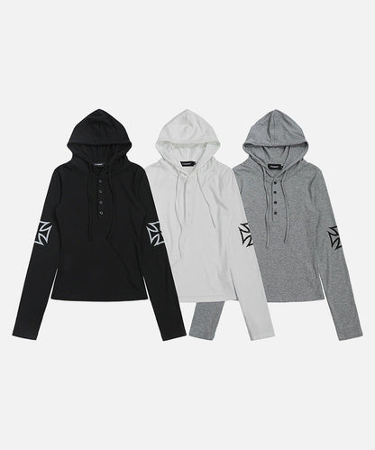 DAXUEN Cropped hooded long-sleeved top with graphics